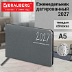 Еженедельник датированный 2027 МАЛЫЙ ФОРМАТ 105х160мм А6 BRAUBERG Blaze, фольга, серый, 118158