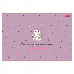 Альбом для рисования А4, 20 л., скоба, Soft-touch ламинация, HATBER, 205х290 мм, "Милашка Банни" (5 вид), 091474, 20А4лВ