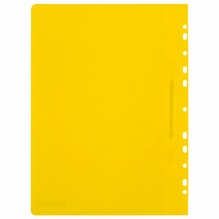 Скоросшиватель пластиковый с перфорацией BRAUBERG EXTRA, А4, 140/180 мкм, желтый, 272899