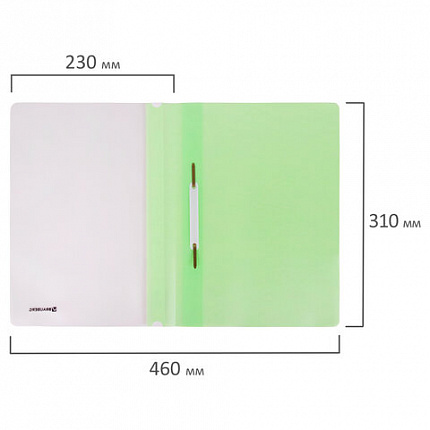 Скоросшиватель пластиковый BRAUBERG "Pastel" А4, 130/180 мкм, мятный, 270458