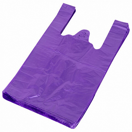 Пакет "майка" КОМПЛЕКТ 100 штук, 25+13х44, ПНД фиолетовый, 13 мкм, LAIMA, 700795