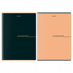 Тетрадь А4, 96 л., BRAUBERG, гребень, клетка, матовая ламинация, "Минимал_Цвет" (микс в спайке), 405319