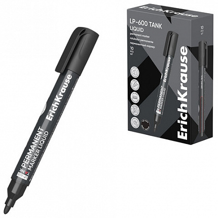 Маркер перманентный с жидкими чернилами ERICH KRAUSE LP-600 "Tank Liquid", ЧЕРНЫЙ, 2,5 мм, 48769