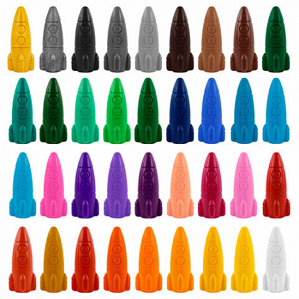 Восковые мелки фигурные BRAUBERG KIDS "РАКЕТА", НАБОР 36 цветов + НАКЛЕЙКИ В ПОДАРОК, 273084