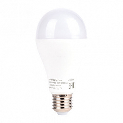 Лампа светодиодная SONNEN EXTRA, 20 (150) Вт, Е27, груша, теплый белый, 30000 ч, LED A65-20W-2700-Е27, 457898