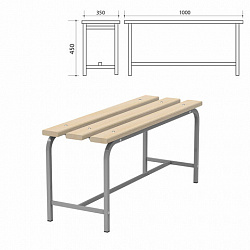 Скамья деревянная на металлокаркасе "СТ 1000", 1000х350х450 мм, каркас металлический серый, сиденье дерево