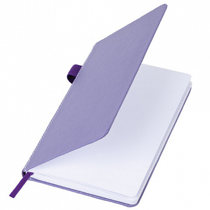 Блокнот А5 135x212мм BRAUBERG "Soft touch" под кожу, резинка, держатель, 80л клетка, сиреневый, 117150
