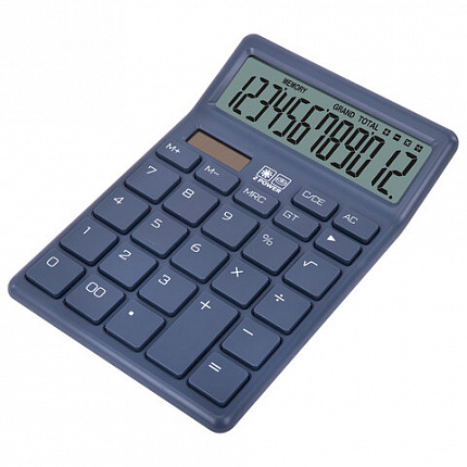 Калькулятор настольный BRAUBERG CH-12-BU (153х103 мм), 12 разрядов, двойное питание, синий, 272959