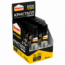 Клей универсальный МОМЕНТ Кристалл, 30 мл, водостойкий, прозрачный, в шоу-боксе, 873873