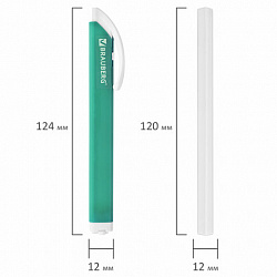 Ластик выдвижной + 2 сменных ластика BRAUBERG "TRIOS", 124х12х12 мм, бирюзовый корпус, 272693
