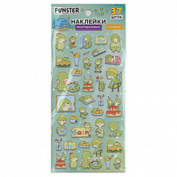 Наклейки гелевые "Зверяшки-обаяшки", 17,5х9 см, ассорти 12 видов, FUNSTER (ФАНСТЕР), 666085