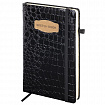 Скетчбук, слоновая кость 140 г/м2, 130х210 мм, 80 л., КОЖЗАМ, резинка, BRAUBERG ART CLASSIC, CROCO, черный, 116470