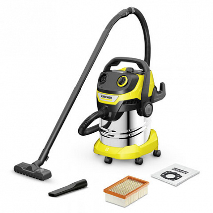 Пылесос хозяйственный KARCHER WD 5 S, мусоросборник 25л, мощность 1100Вт, желтый, 1.6, 1.628-350.0