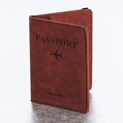 Обложка для паспорта и документов с защитой от считывания, 9 карманов, резинка, экокожа, коричневая, BRAUBERG, 238751
