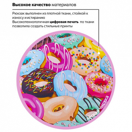 Рюкзак BRAUBERG СИТИ-ФОРМАТ универсальный, "Donuts", разноцветный, 41х32х14 см, 228862