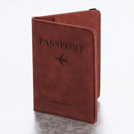 Обложка для паспорта и документов с защитой от считывания, 9 карманов, резинка, экокожа, коричневая, BRAUBERG, 238751