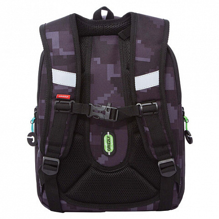Ранец GRIZZLY анатомическая спинка, с бейджем, для мальчиков, "CUBES", 36х29х18 см, RAf-593-5/1