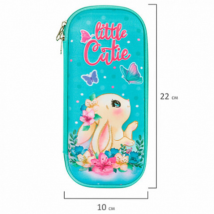 Пенал ЮНЛАНДИЯ, 1 отделение, карман, полиэстер/EVA, 22х10х5 см, "Pretty bunny", 273189