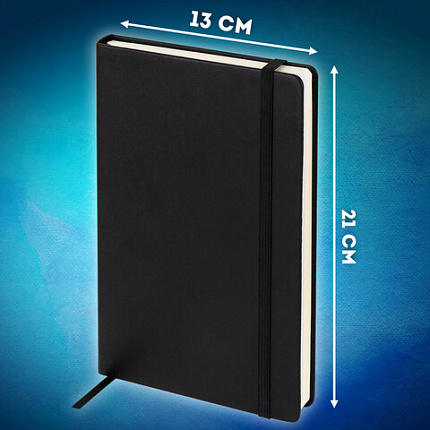 Скетчбук, слоновая кость+белая 140 г/м2, 130х210 мм, 80 л., КОЖЗАМ, резинка, BRAUBERG ART CLASSIC, черный, 116873