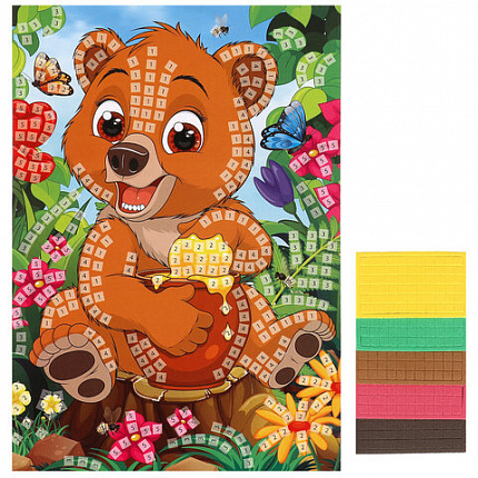 Фигурная мозаика из ЭВА, АССОРТИ 12 видов, 21х30 см, на картоне, МУЛЬТИ АРТ, 5919