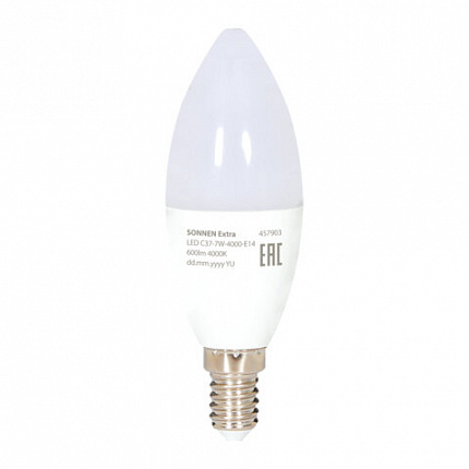Лампа светодиодная SONNEN EXTRA, 7 (60) Вт, Е14, свеча, нейтральный белый, 30000 ч, LED C37-7W-4000-Е14, 457903