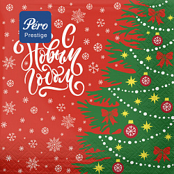 Салфетки бумажные 20 шт., 33х33 см, "Елочка", 3-слойные, PERO Prestige, 7601