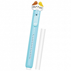 Ластик выдвижной с топпером + 1 сменный ластик, FUNSTER (ФАНСТЕР) "КОТЁНОК", 125х12х12 мм, белый, голубой держатель, блистер, 274021