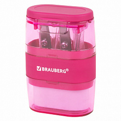 Точилка с ластиком 2 в 1 BRAUBERG "Double", 2 отверстия, яркие цвета корпуса ассорти, 271987