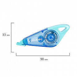Корректирующая лента BRAUBERG "TRIOS", 5 мм х 8 м, корпус мятно-голубой с подвесом, блистер, 273023