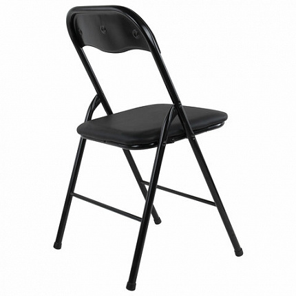Стулья складные BRABIX "Golf CF-007", КОМПЛЕКТ 2 шт., черный каркас, кожзам черный, 533029