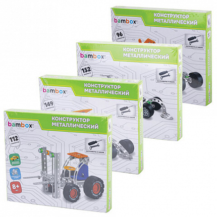 Конструктор металлический "Машинки" 4 вида ассорти, BAMBOX (БАМБОКС), 666367