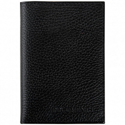 Обложка для автодокументов и паспорта натуральная кожа флоттер, "DOCUMENTS", черная, BRAUBERG 238193