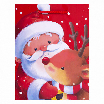 Пакет подарочный НАБОР 4 штуки, новогодний, 18х10х23 см, "Christmas Animals", ЗОЛОТАЯ СКАЗКА, 591956