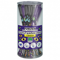 Ручка шариковая с принтом FUNSTER (ФАНСТЕР) STICK "MONSTERS", СИНЯЯ, SOFT TOUCH покрытие, узел 0,7 мм, линия 0,35 мм, 144390