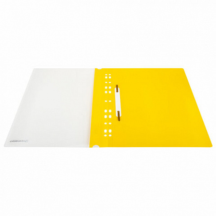 Скоросшиватель пластиковый с перфорацией BRAUBERG EXTRA, А4, 140/180 мкм, желтый, 272899