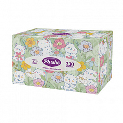 Косметические салфетки 230 штук в картонном боксе, 2-слойные, PLUSHE (ПЛЮШЕ), 20х20 см, 70820