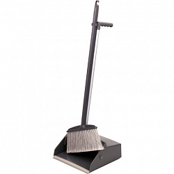 Совок для мусора КОМПЛЕКТ щетка + 2 рукоятки по 80 см, БОЛЬШОЙ улица / офис / дом, серый LAIMA PROFESSIONAL, 606663