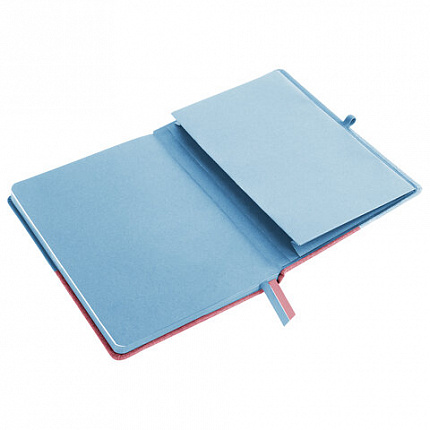 Блокнот А5 (148х218 мм), BRAUBERG "DUO", под кожу с резинкой, 80 л., клетка, голубой/розовый, 113432