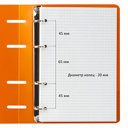 Тетрадь на кольцах А5 160х215 мм, 80 л., пластик, клетка, BRAUBERG, "Оранжевый", 403253