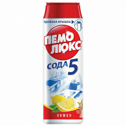 Чистящее средство 480 г, ПЕМОЛЮКС Сода-5/7, "Лимон", порошок, 2415944