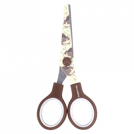 Ножницы 130 мм коричневые, с цветной печатью "Милые котики", BRAUBERG CUTE CATS, 2389957, 238957