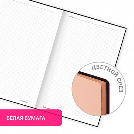 Блокнот А5 138x213 мм, BRAUBERG "Personal", под кожу, 80 листов, клетка, розовый, 116611