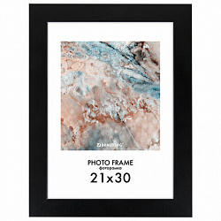 Рамка 21х30 см небьющаяся, КОМПЛЕКТ 3 шт., багет 29 мм, МДФ, BRAUBERG "Basic", черная, 391261