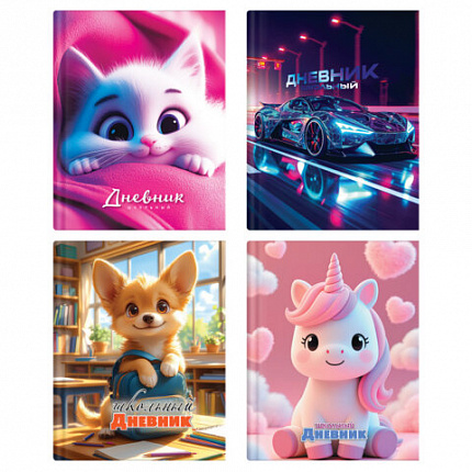 Дневник 1-4 класс 48л, твердый, ЮНЛАНДИЯ, глянцевая ламинация, с подсказом, МИКС УНИВЕРСАЛЬНЫЙ, 107580