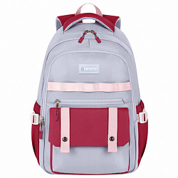 Рюкзак HEIKKI GOODLY (ХЕЙКИ) универсальный, 2 отделения, отделение для ноутбука, серый/красный, 46x33x18 см, 273869