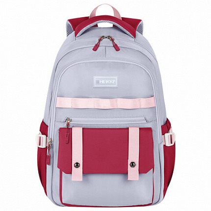 Рюкзак HEIKKI GOODLY (ХЕЙКИ) универсальный, 2 отделения, отделение для ноутбука, серый/красный, 46x33x18 см, 273869