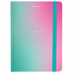 Блокнот с резинкой в клетку 96 л., А5, 145х203 мм, твердая обложка с фольгой, BRAUBERG, "Градиент", 113732