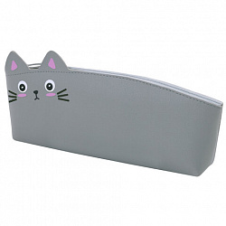 Пенал ЮНЛАНДИЯ ЮНИОР, 1 отделение, искусственная кожа, "Gray kitty", 20х9х7 см, 273819
