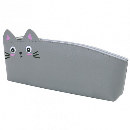 Пенал ЮНЛАНДИЯ ЮНИОР, 1 отделение, искусственная кожа, "Gray kitty", 20х9х7 см, 273819