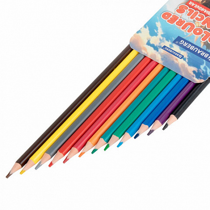 Карандаши цветные "АССОРТИ 8 ДИЗАЙНОВ 3-10 лет", 12 цветов, трехгранные, BRAUBERG, 182055